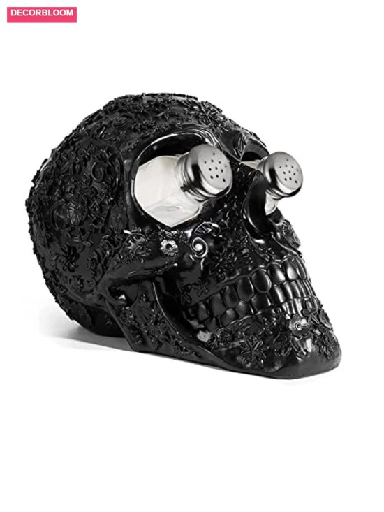 Other - Skull Salt and Pepper Shaker Set Polyresin Holder Kitchen Decor